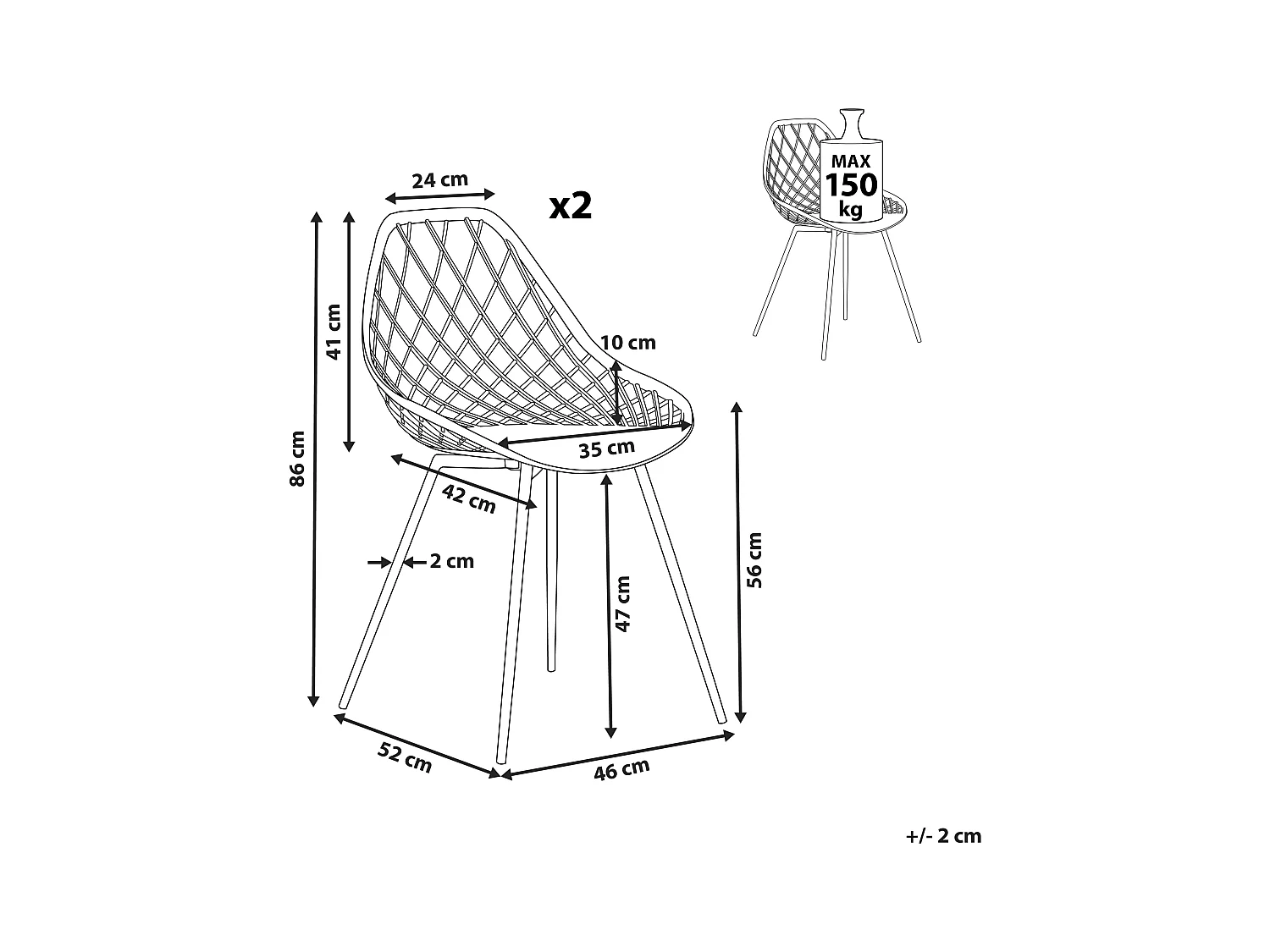 Set van 2 eetkamerstoelen CANTON II Groen