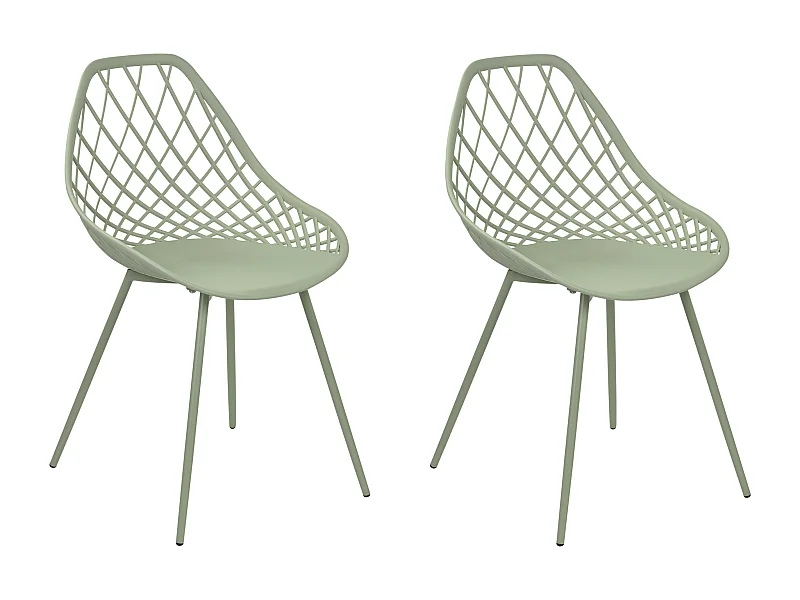 Esszimmerstuhl 2er Set Kunststoff grün mit Metallgestell Modern Canton II