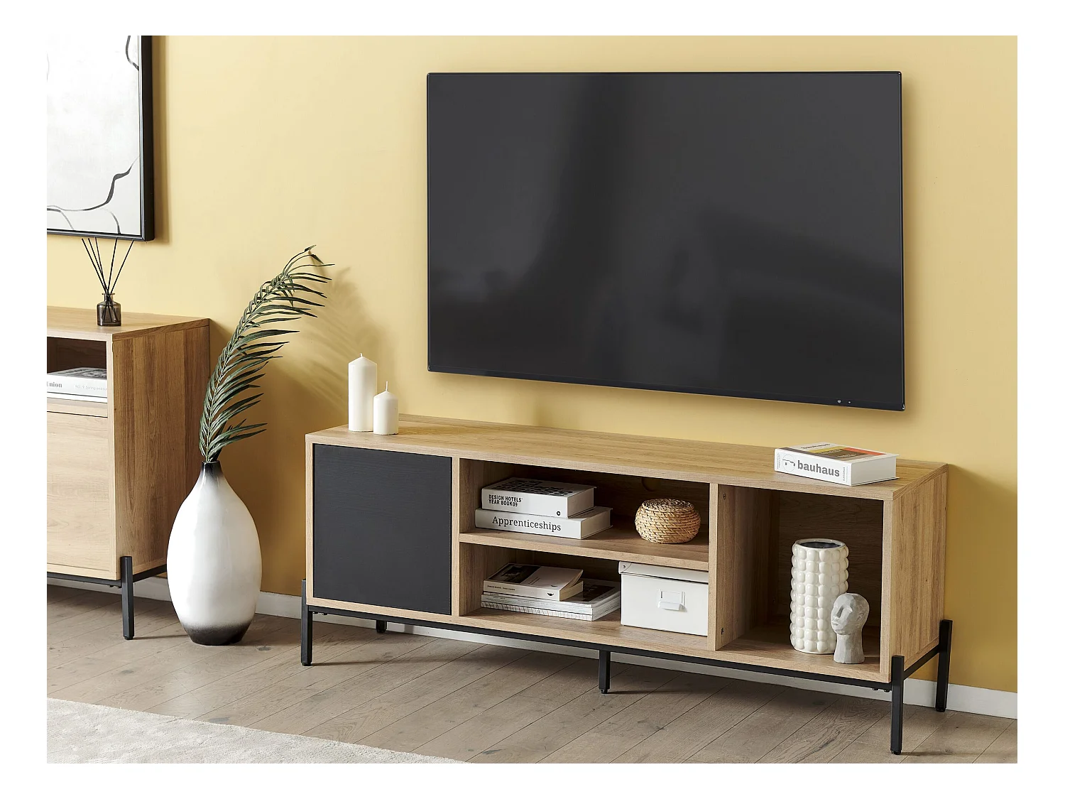 Meuble TV MOINES Marron/noir