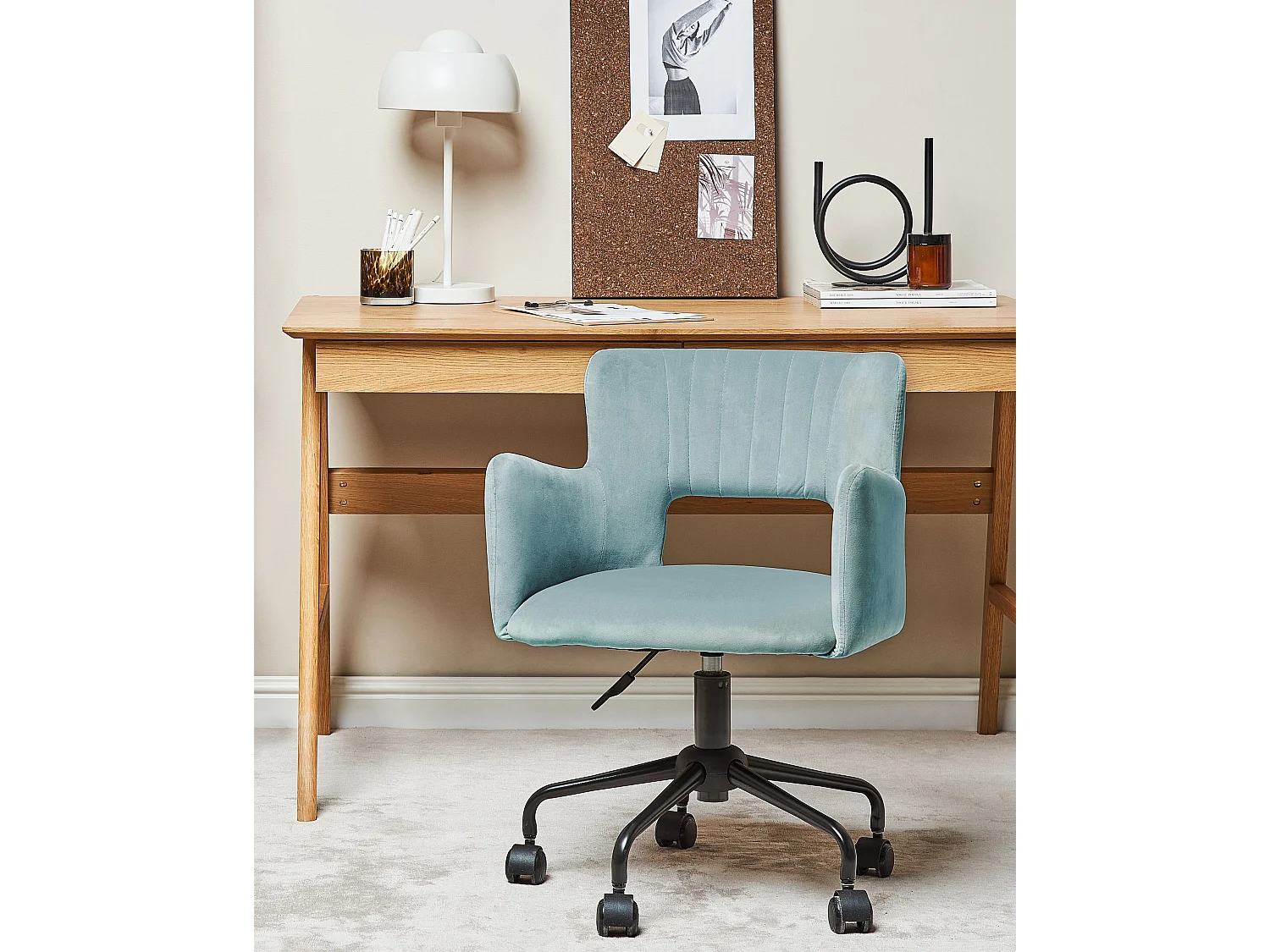 Sedia da scrivania SANILAC Velluto Verde menta