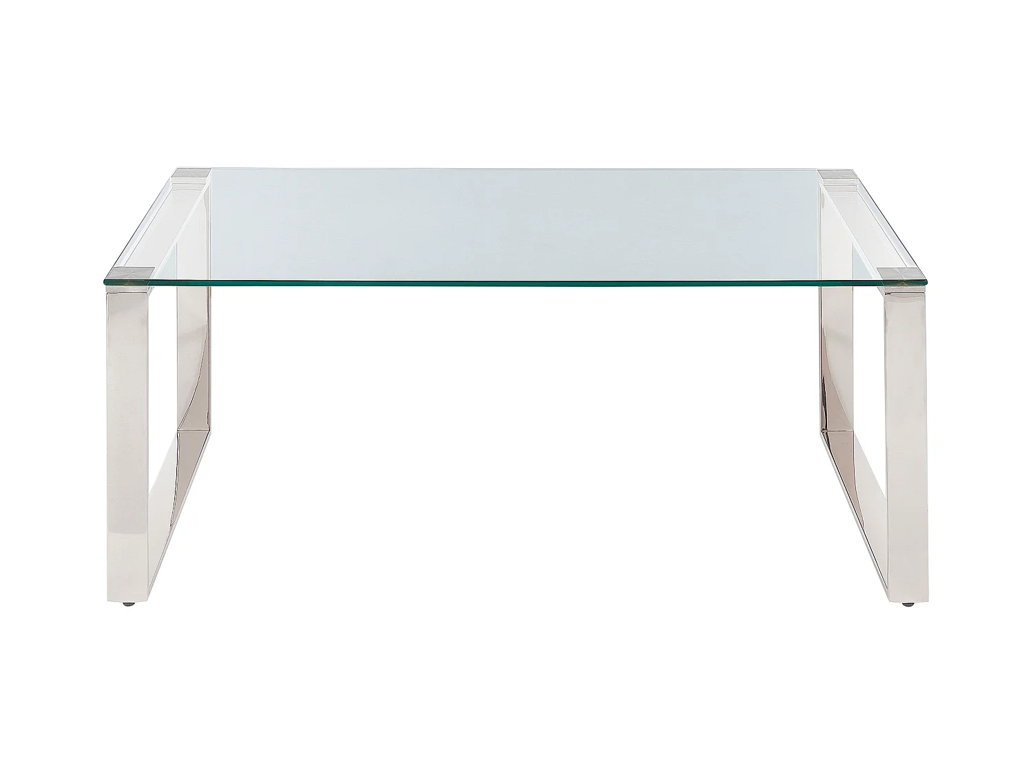 Moderner Couchtisch mit Edelstahlgestell Glasplatte Silber Tilon