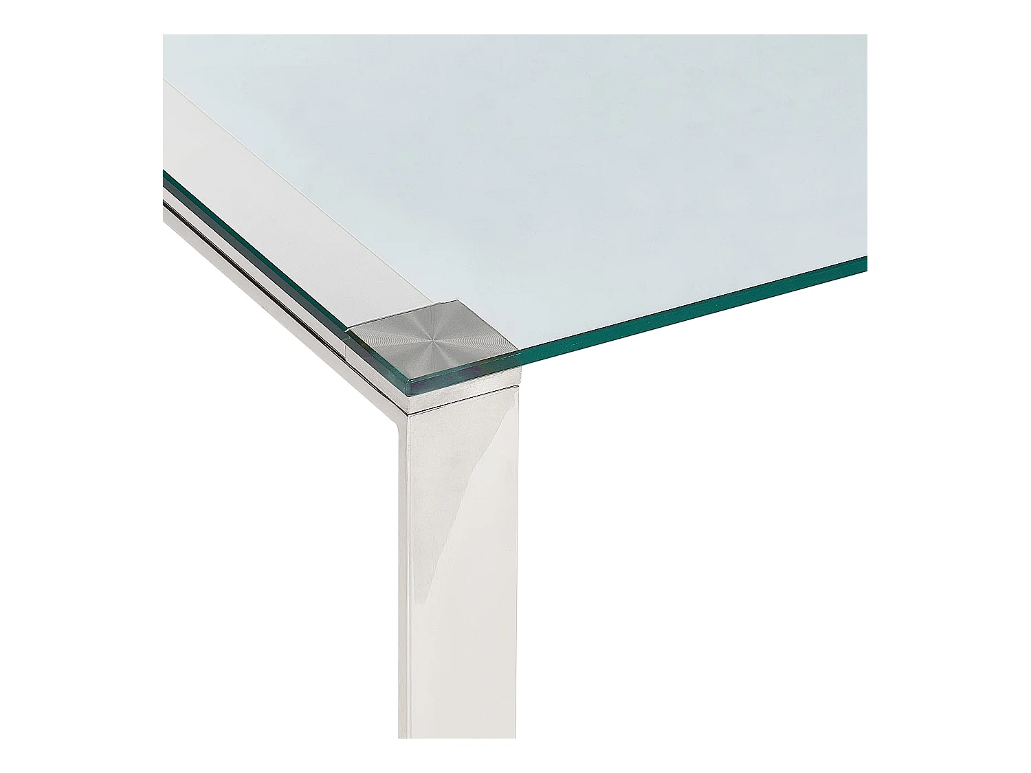 Moderner Couchtisch mit Edelstahlgestell Glasplatte Silber Tilon
