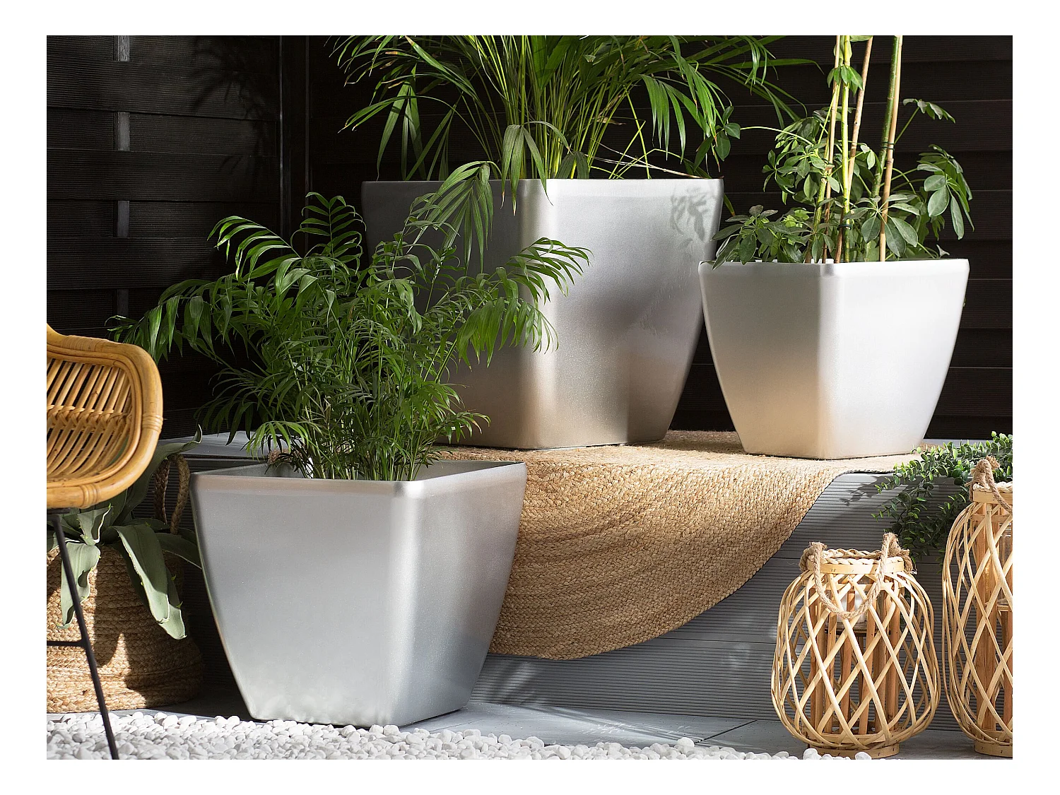 Lot de 2 pots de fleurs ASTRAS 42 cm Argenté