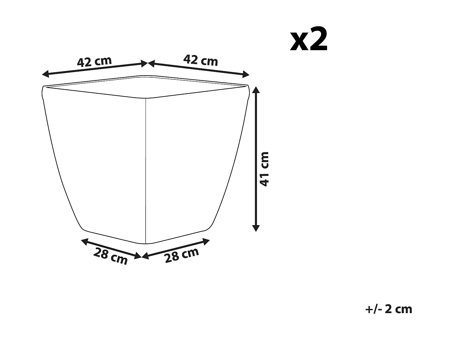 Blumentopf 2er Set Steingemisch silber quadratisch 42x42x41 cm glänzend Astras