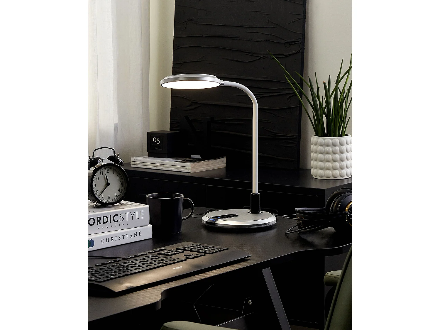 Candeeiro de secretária LED COLUMBA Ajustável Metal Branco/Prateado