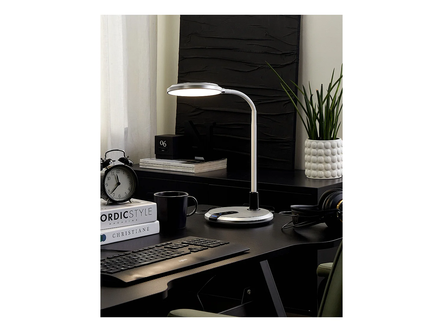 Lámpara LED de escritorio COLUMBA ajustable Metal Blanco/Plateado
