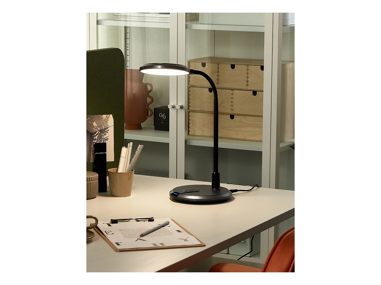 Lámpara LED de escritorio COLUMBA ajustable Metal Negro