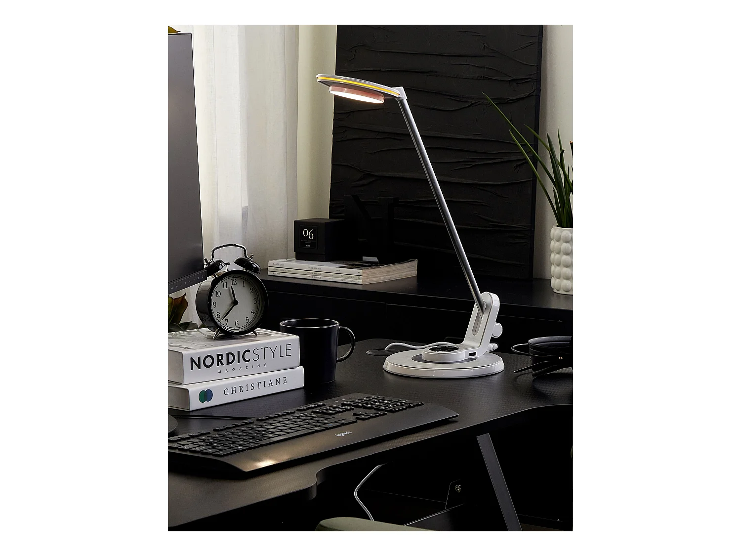 LED Schreibtischlampe CORVUS mit Dimmer Metall Weiss / Silber