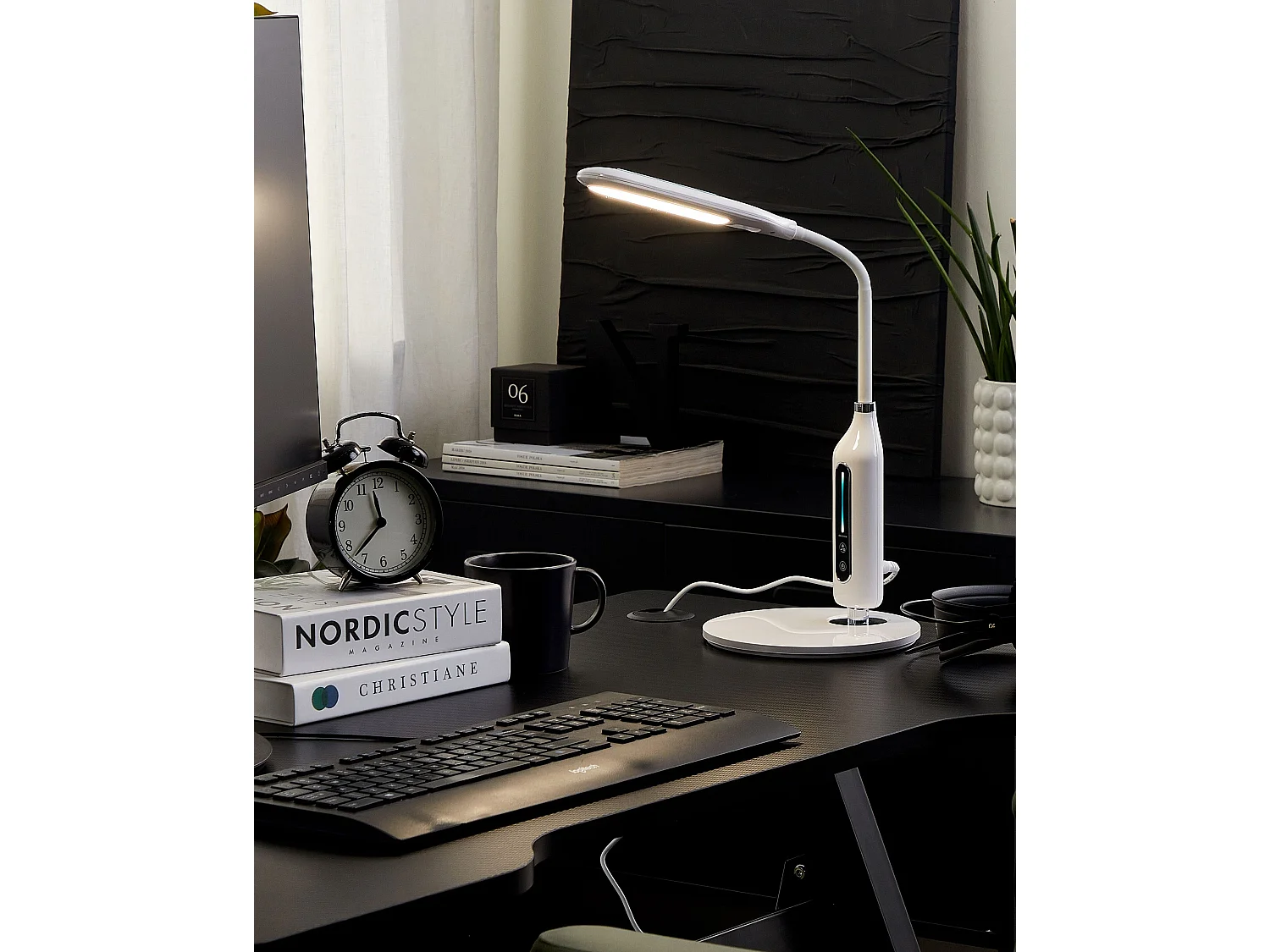 LED Schreibtischlampe CYGNUS mit Dimmer Metall Weiss