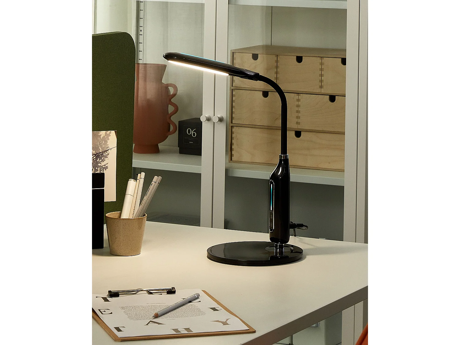 Schreibtischlampe LED schwarz verstellbar 38 cm dimmbar Modern Cygnus