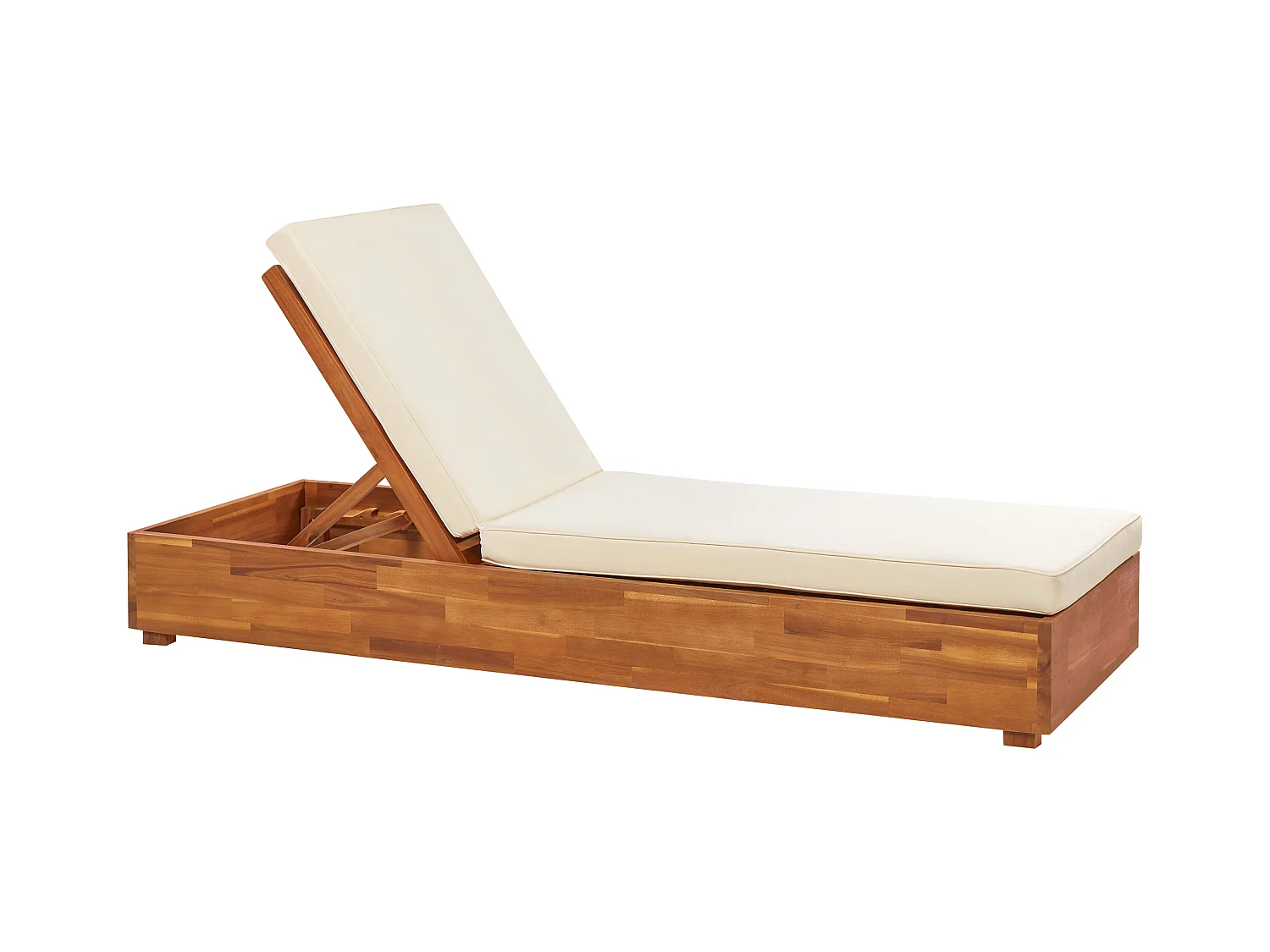 Lettino Prendisole con Cuscino FANANO Legno d'acacia Marrone