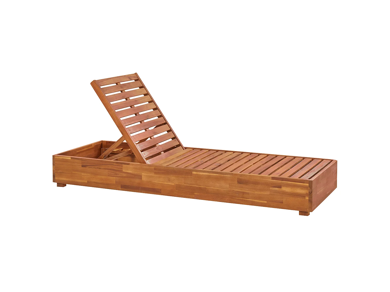 Sun Lounger with Cushion FANANO Reclining Acacia Wood Brown