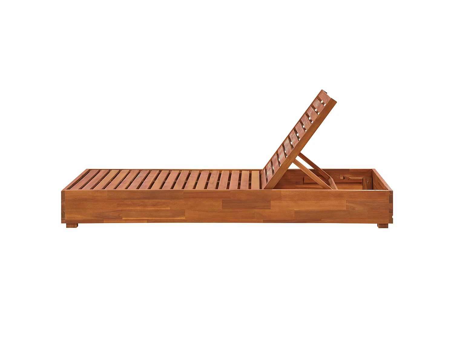 Sun Lounger with Cushion FANANO Reclining Acacia Wood Brown
