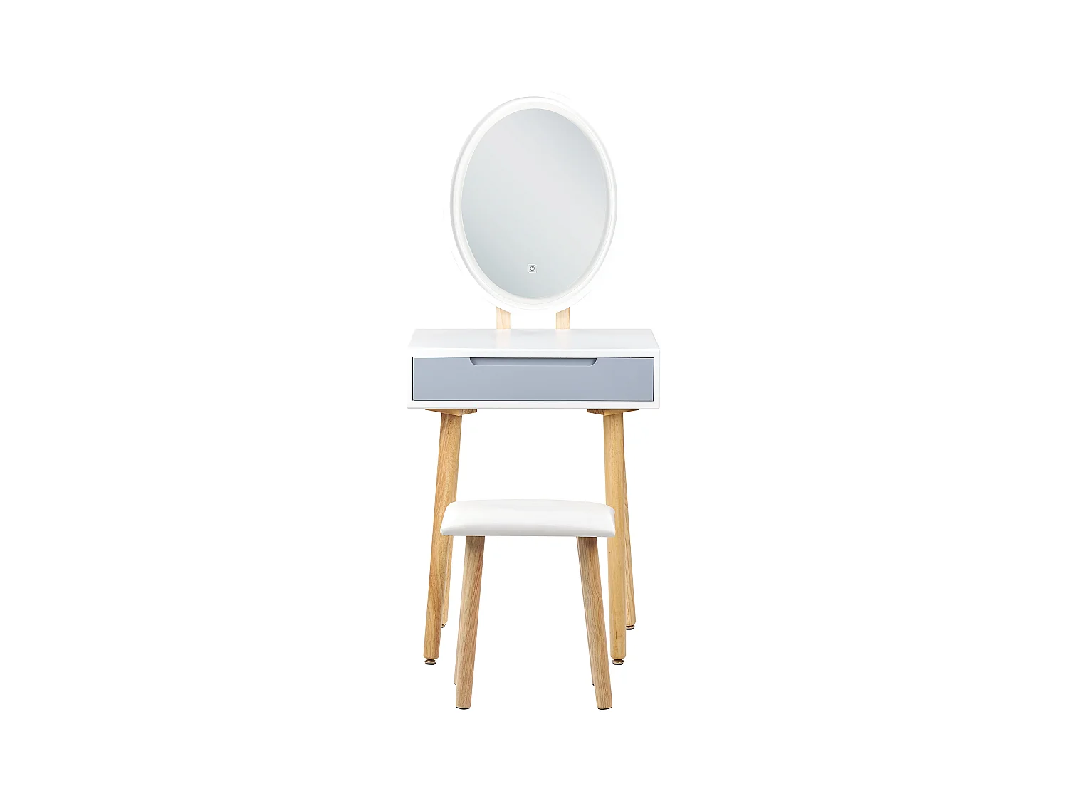 Coiffeuse avec miroir et tabouret VESOUL Blanc