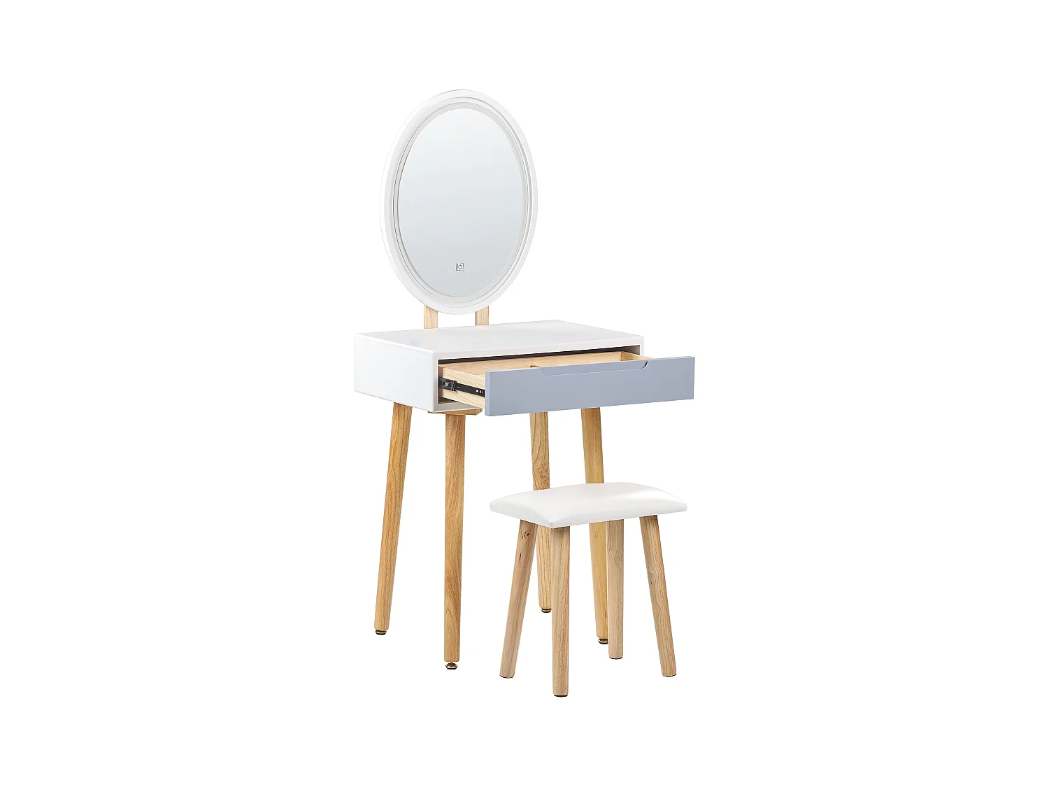 Coiffeuse avec miroir et tabouret VESOUL Blanc
