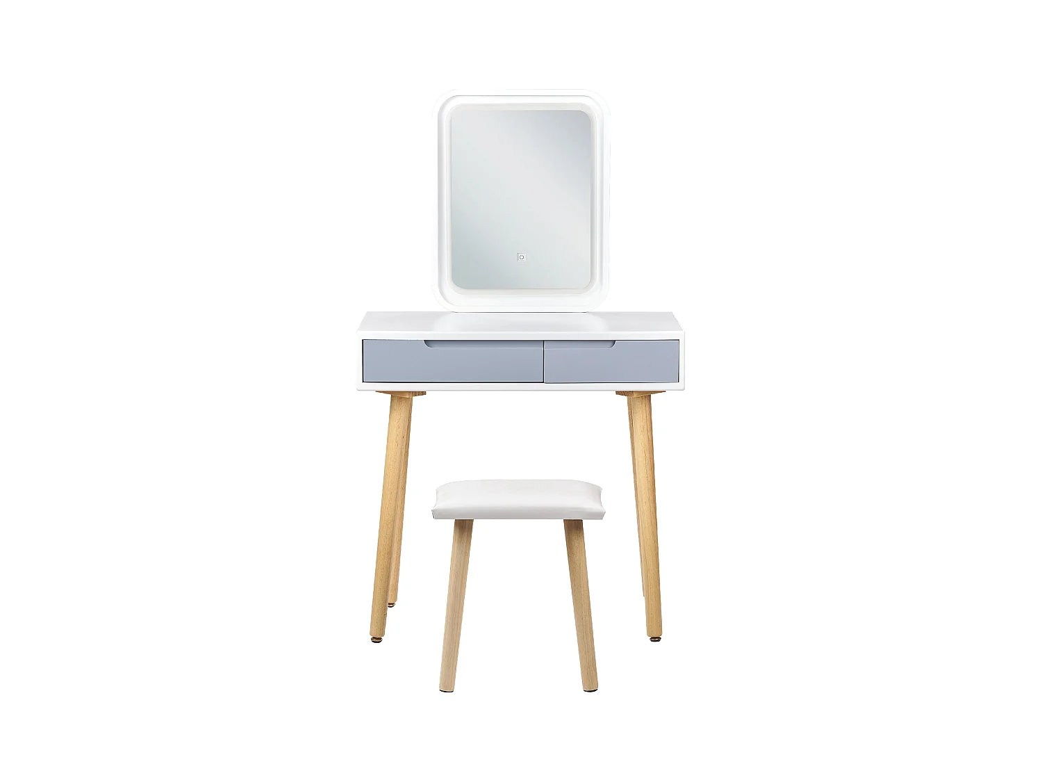 Coiffeuse avec miroir et tabouret DIEPPE LED Blanc