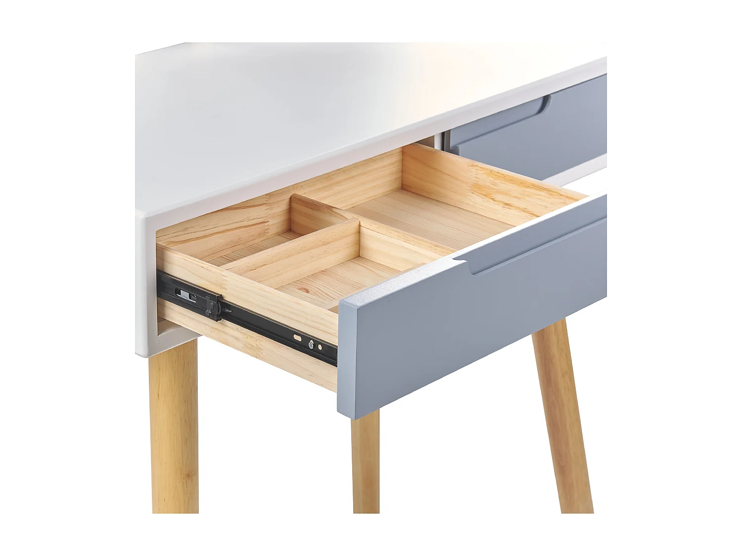 Frisiertisch Set mit Hocker Ablage LED Spiegel 2 Schubladen Weiß und Grau Dieppe