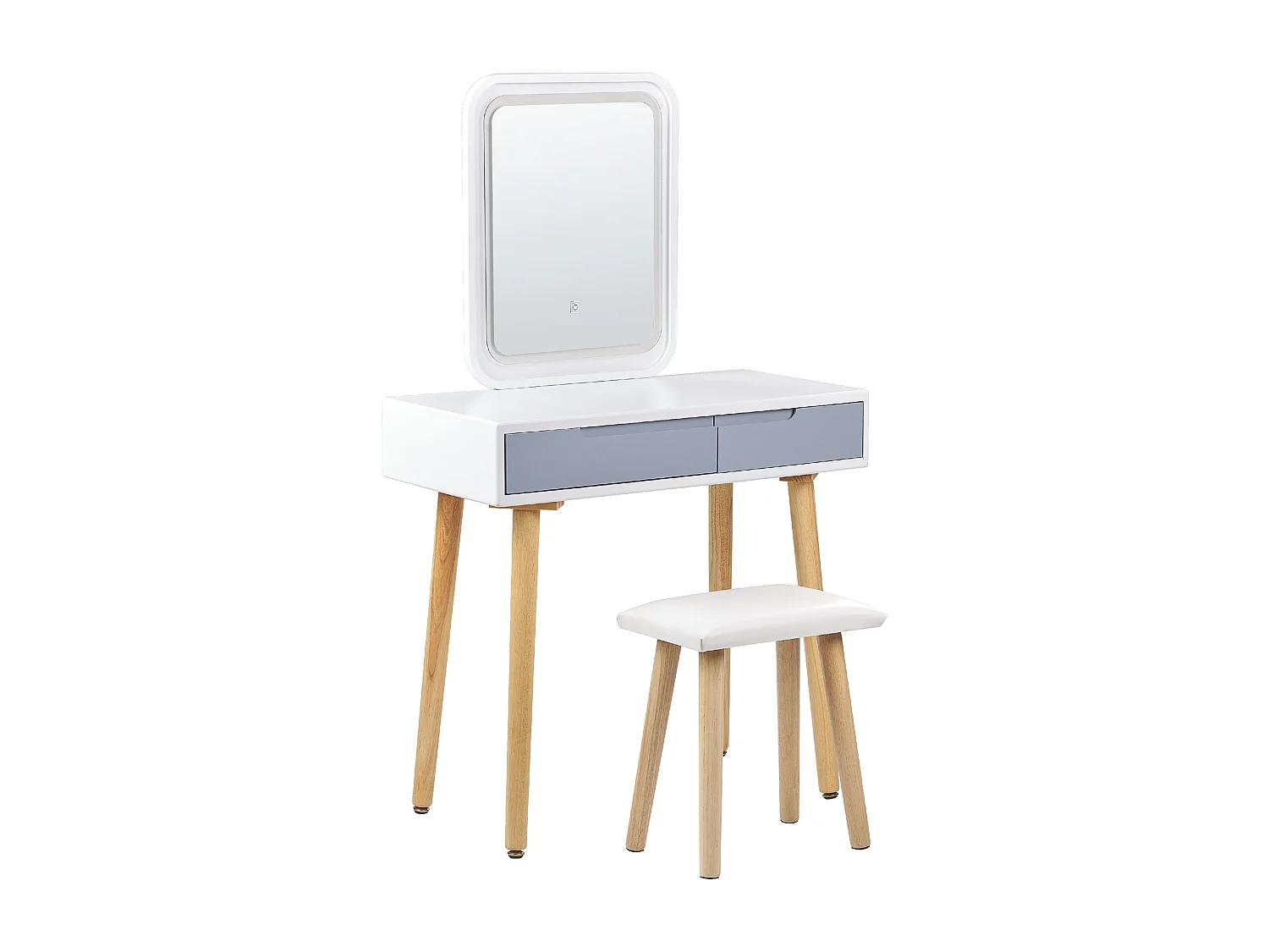 Toeletta con specchio e sgabello DIEPPE LED Bianco