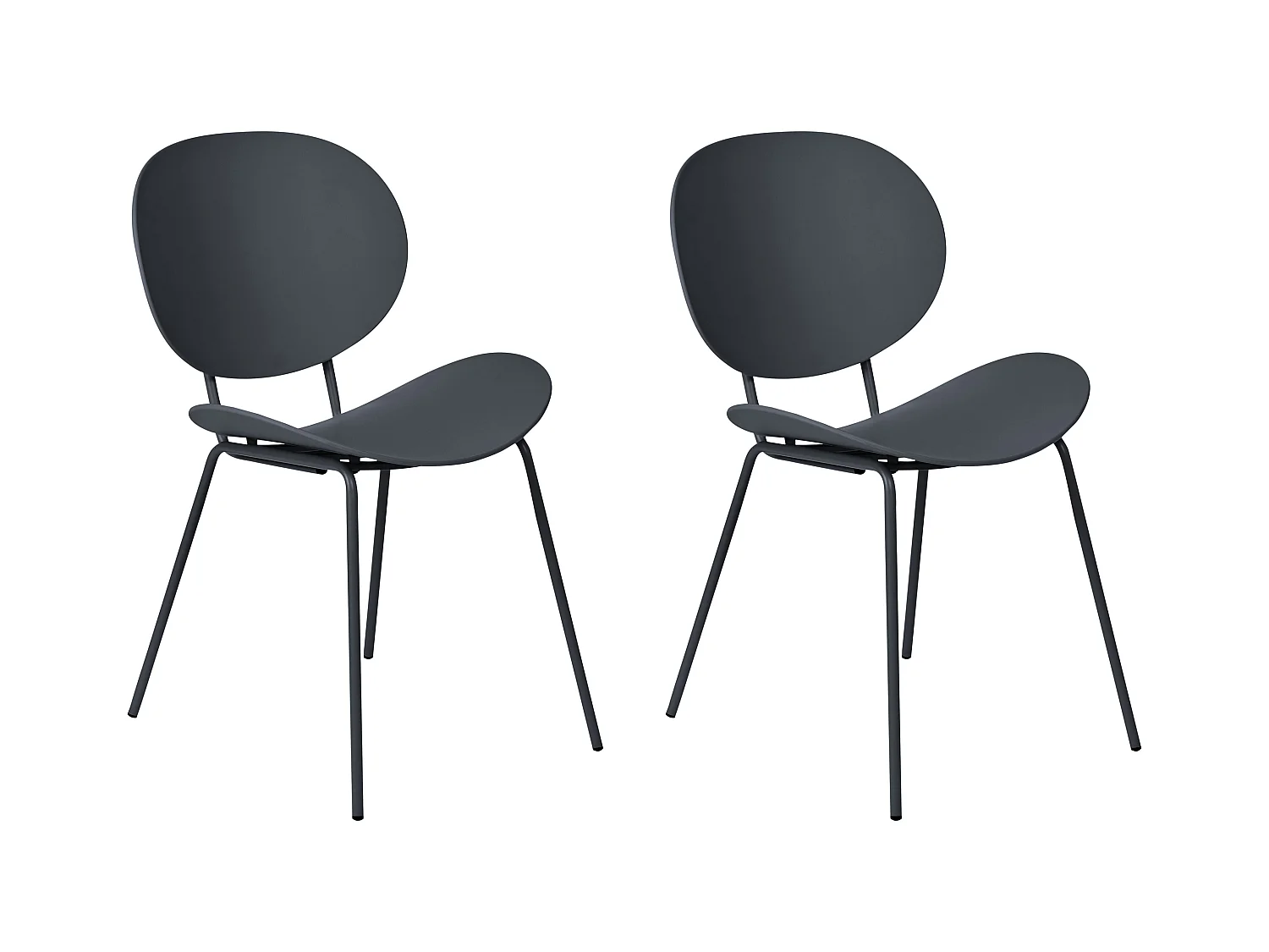 Esszimmerstuhl 2er Set Kunststoff schwarz mit Metallfüßen Modern Shonto