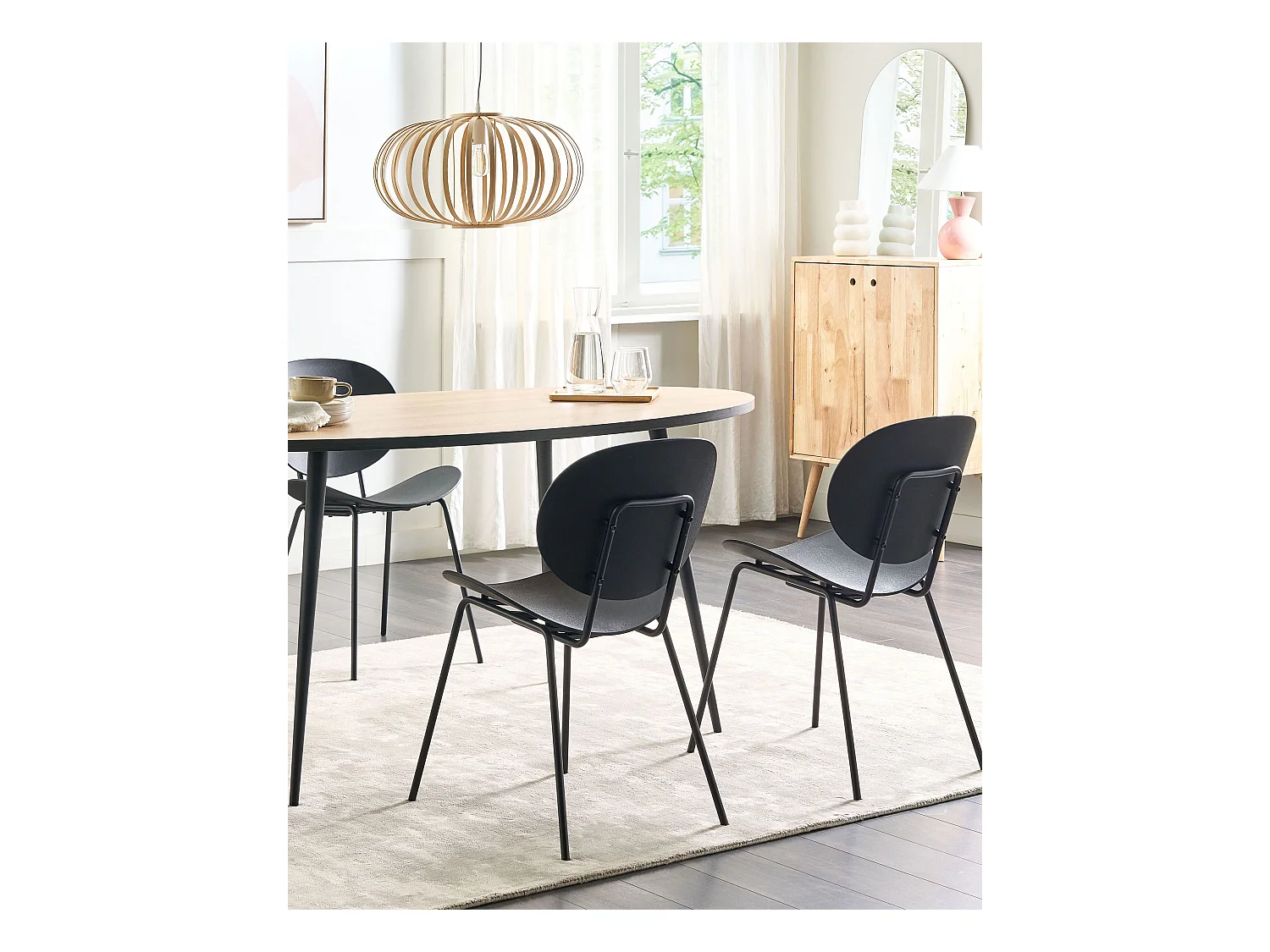 Esszimmerstuhl 2er Set Kunststoff schwarz mit Metallfüßen Modern Shonto