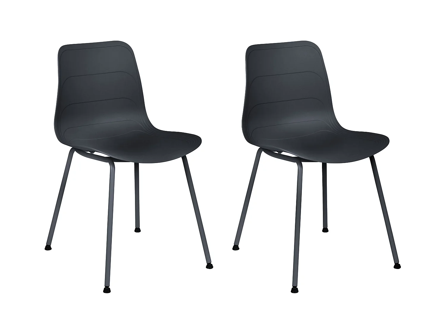 Esszimmerstuhl 2er Set Kunststoff schwarz mit Metallbeinen Modern Skandi Loomis