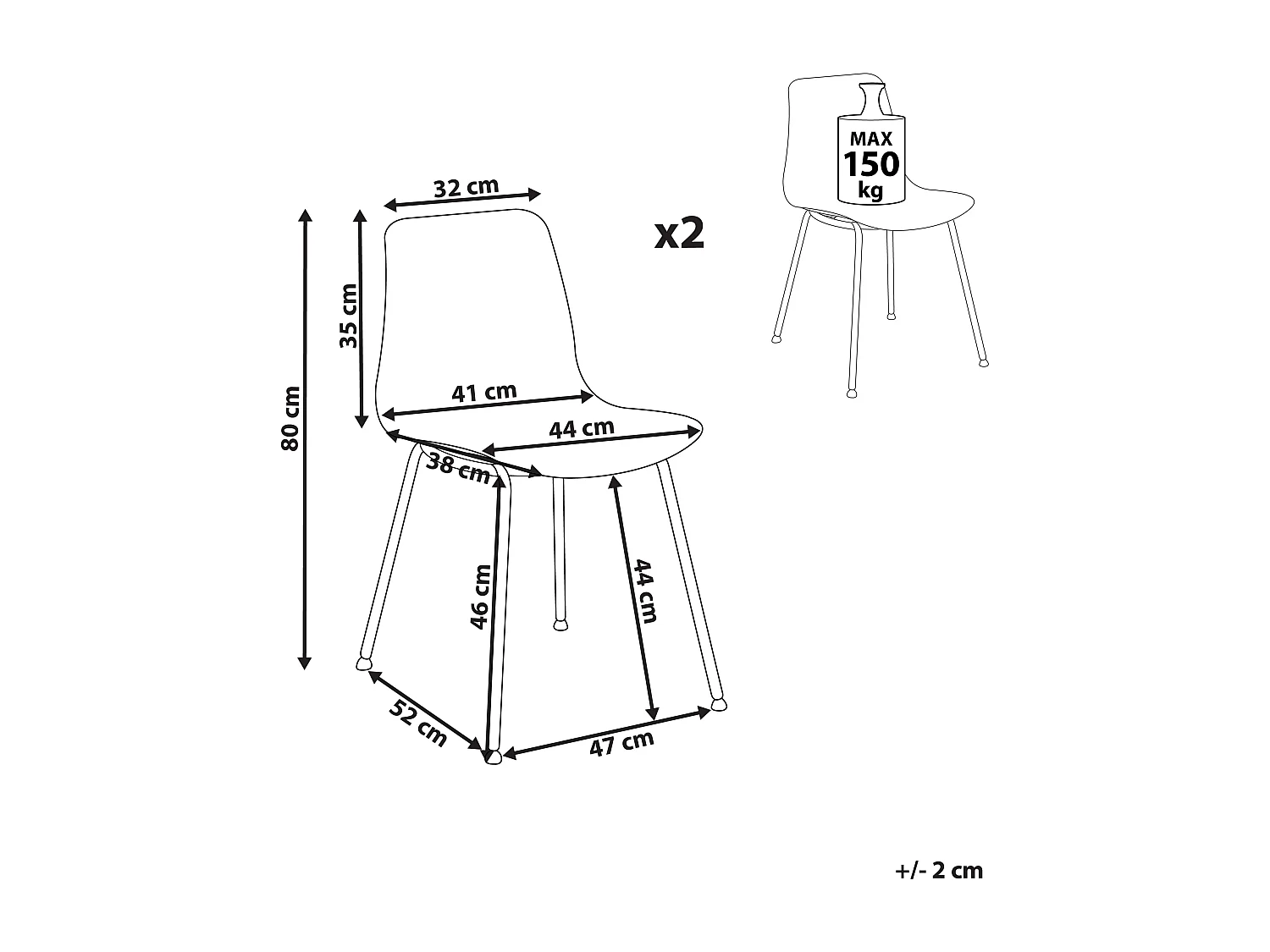 Lot de 2 chaises de salle à manger LOOMIS Blanc
