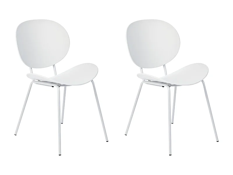 Esszimmerstuhl 2er Set Kunststoff weiß mit Metallfüßen Modern Shonto