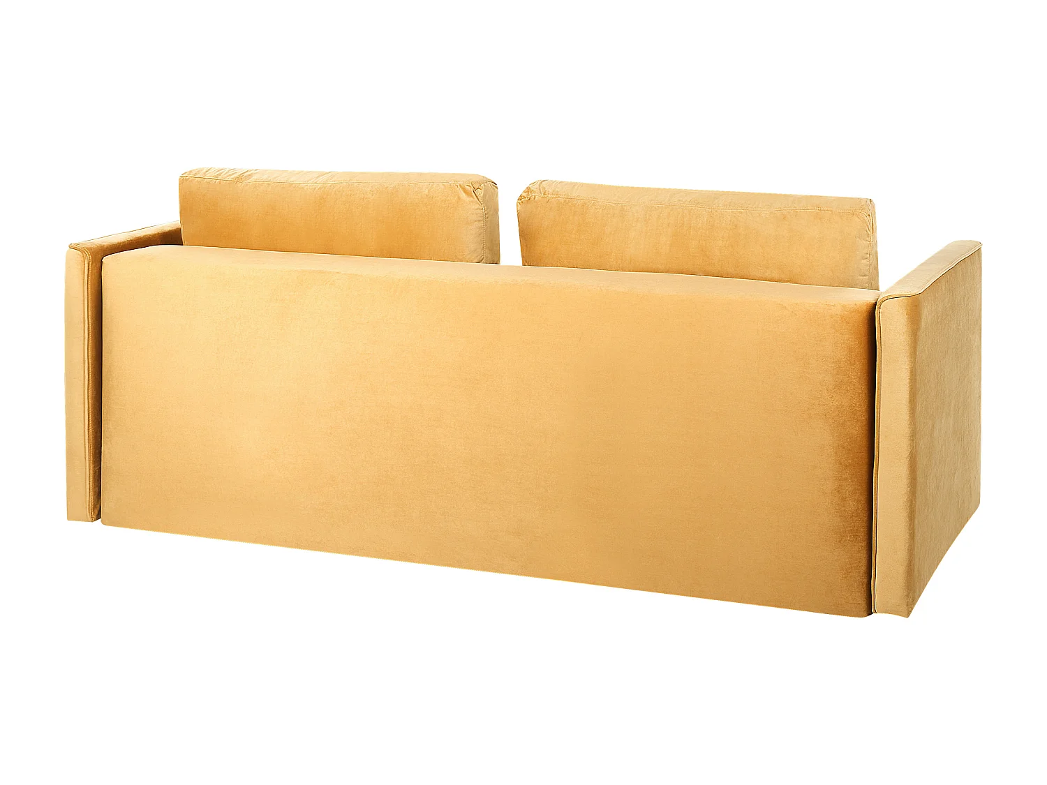 Sofa rozkładana EKSJO Welur Musztardowy ze schowkiem dla 3 osób
