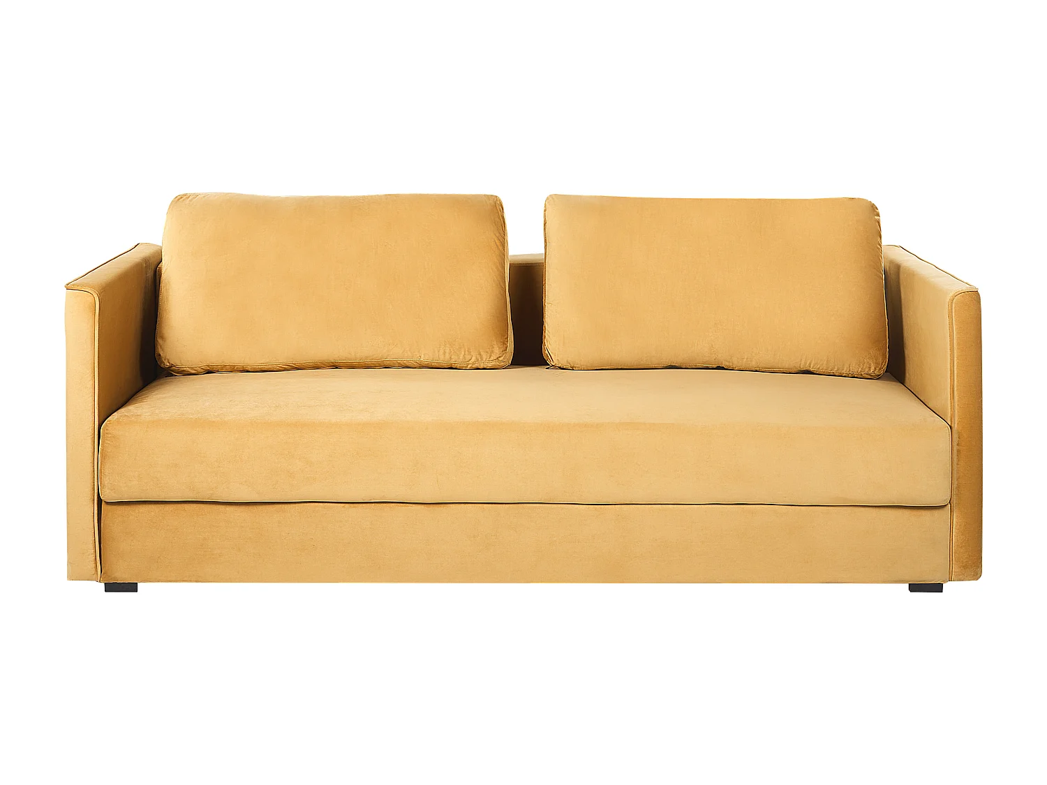 Schlafsofa EKSJO Samtstoff Senfgelb mit Stauraum 3-Sitzer