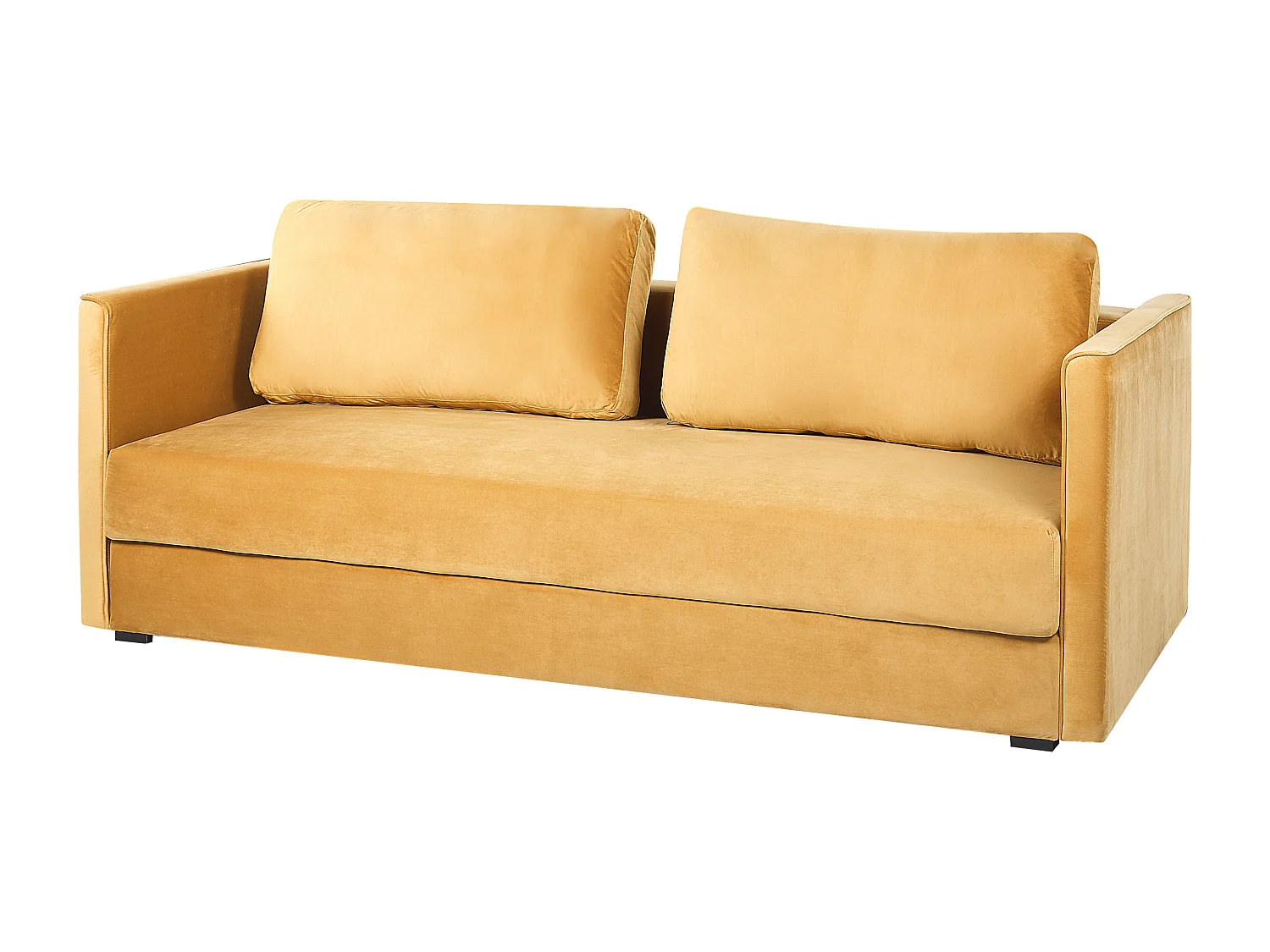 Schlafsofa EKSJO Samtstoff Senfgelb mit Stauraum 3-Sitzer