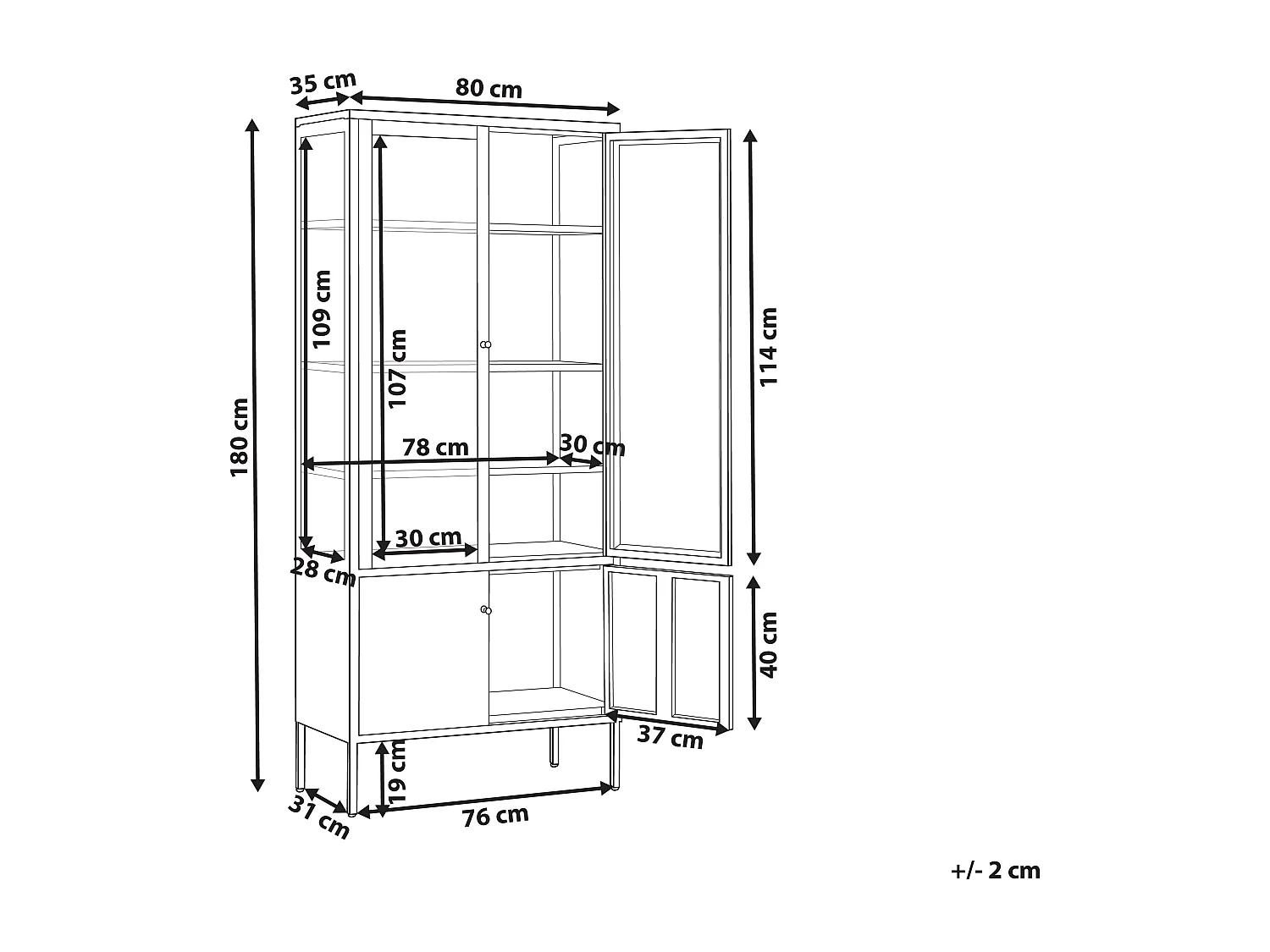 Vitrine en verre OXTED Métal 80 cm Noir
