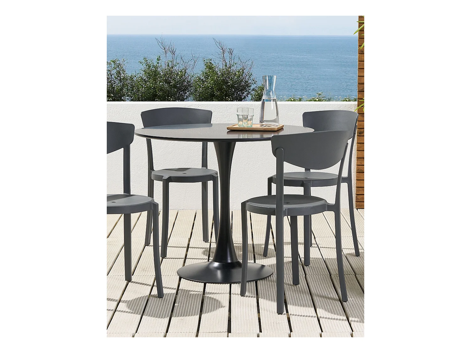 Esszimmerstuhl 4er Set dunkelgrau Kunststoff Modern Innen- & Außenbereich Vieste