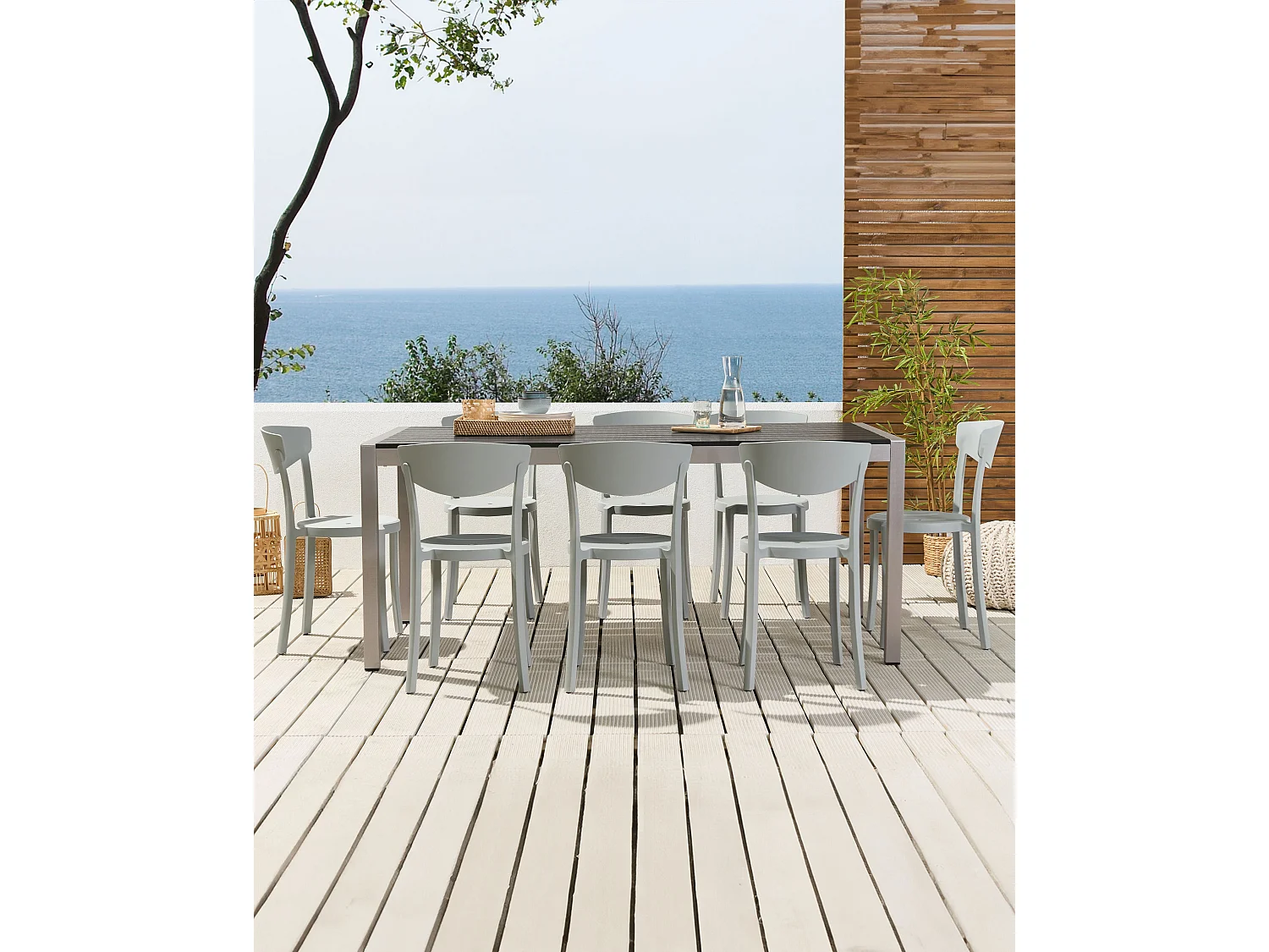 Conjunto de 8 sillas de comedor VIESTE Gris claro