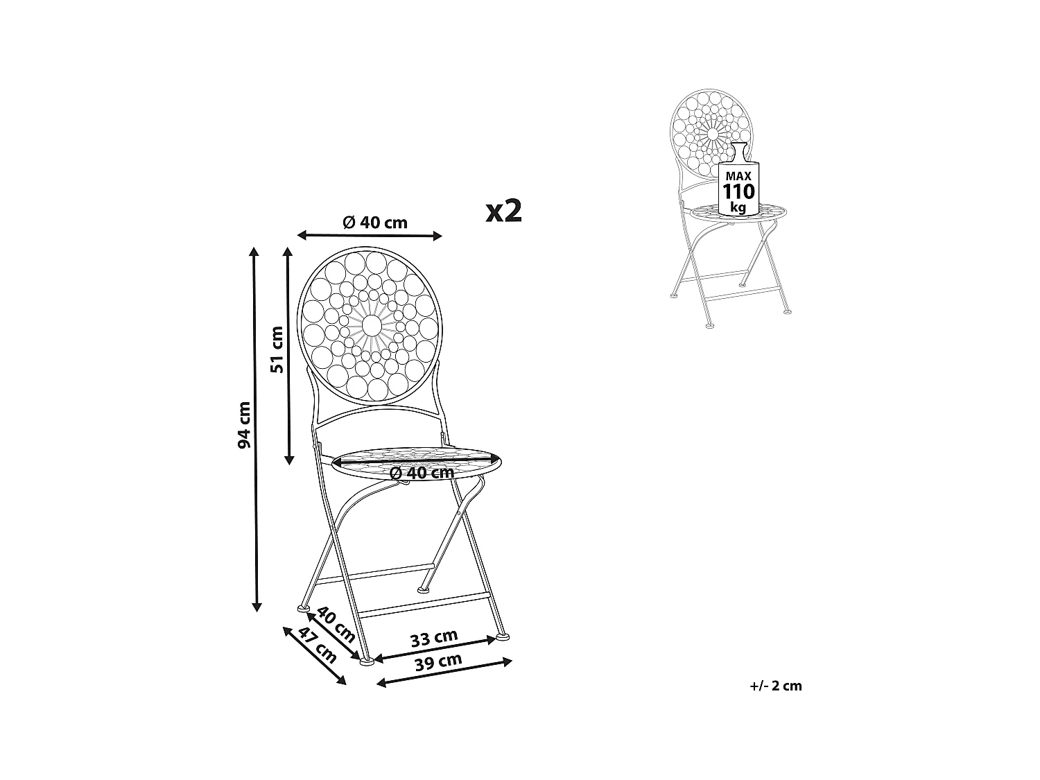 Set di 2 sedie da giardino SCARIO Metallo Rosso