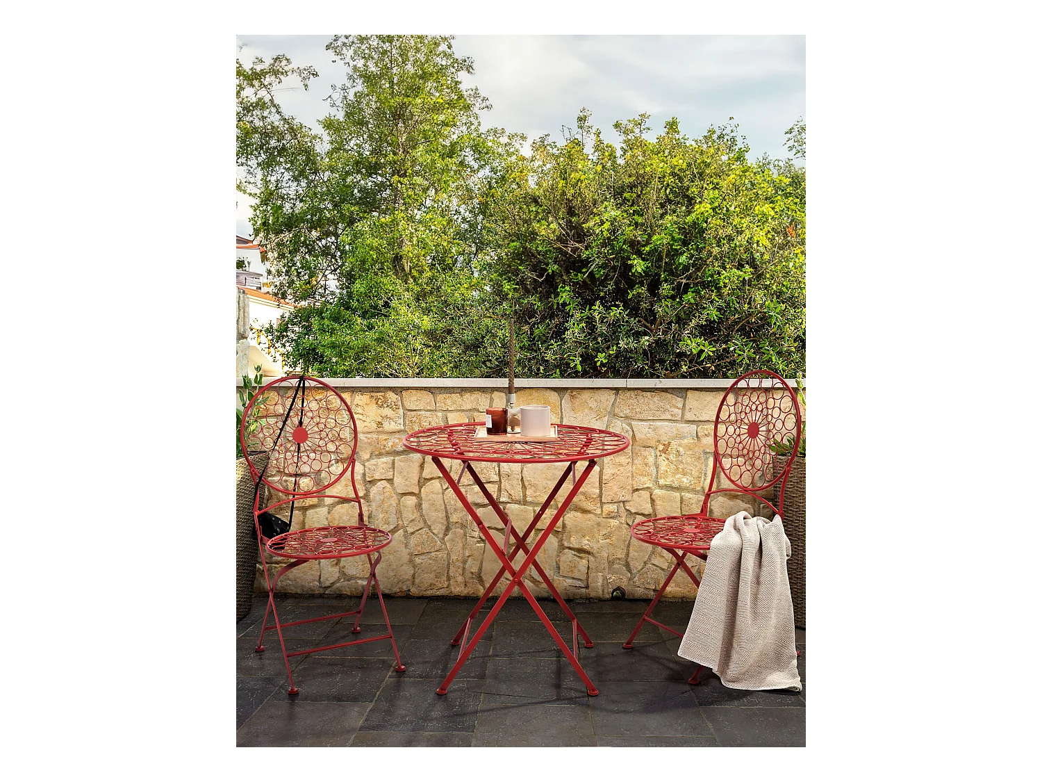 Set van 2 tuinstoelen SCARIO Metaal Rood