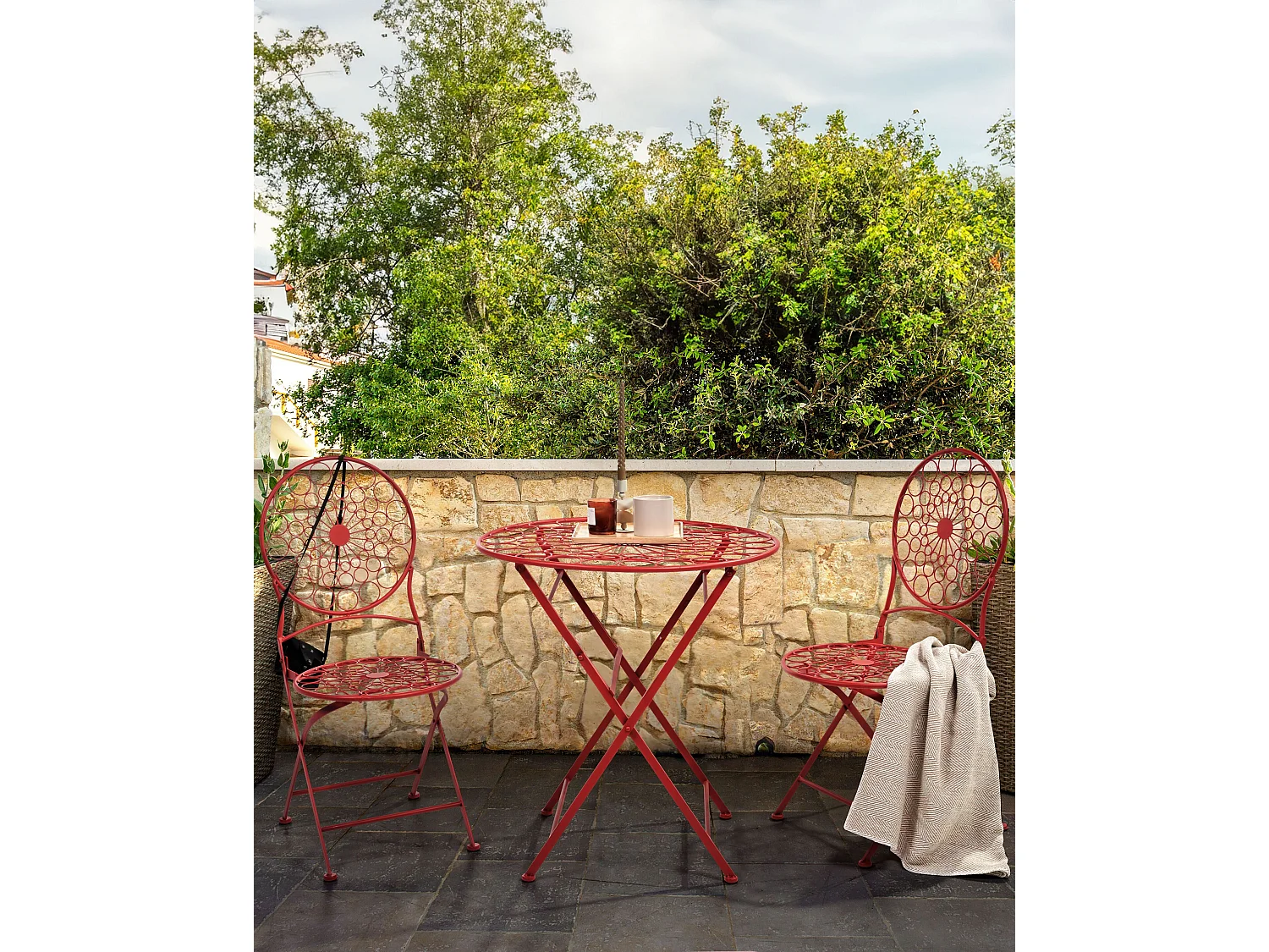 Lot de 2 chaises de jardin SCARIO Métal Rouge