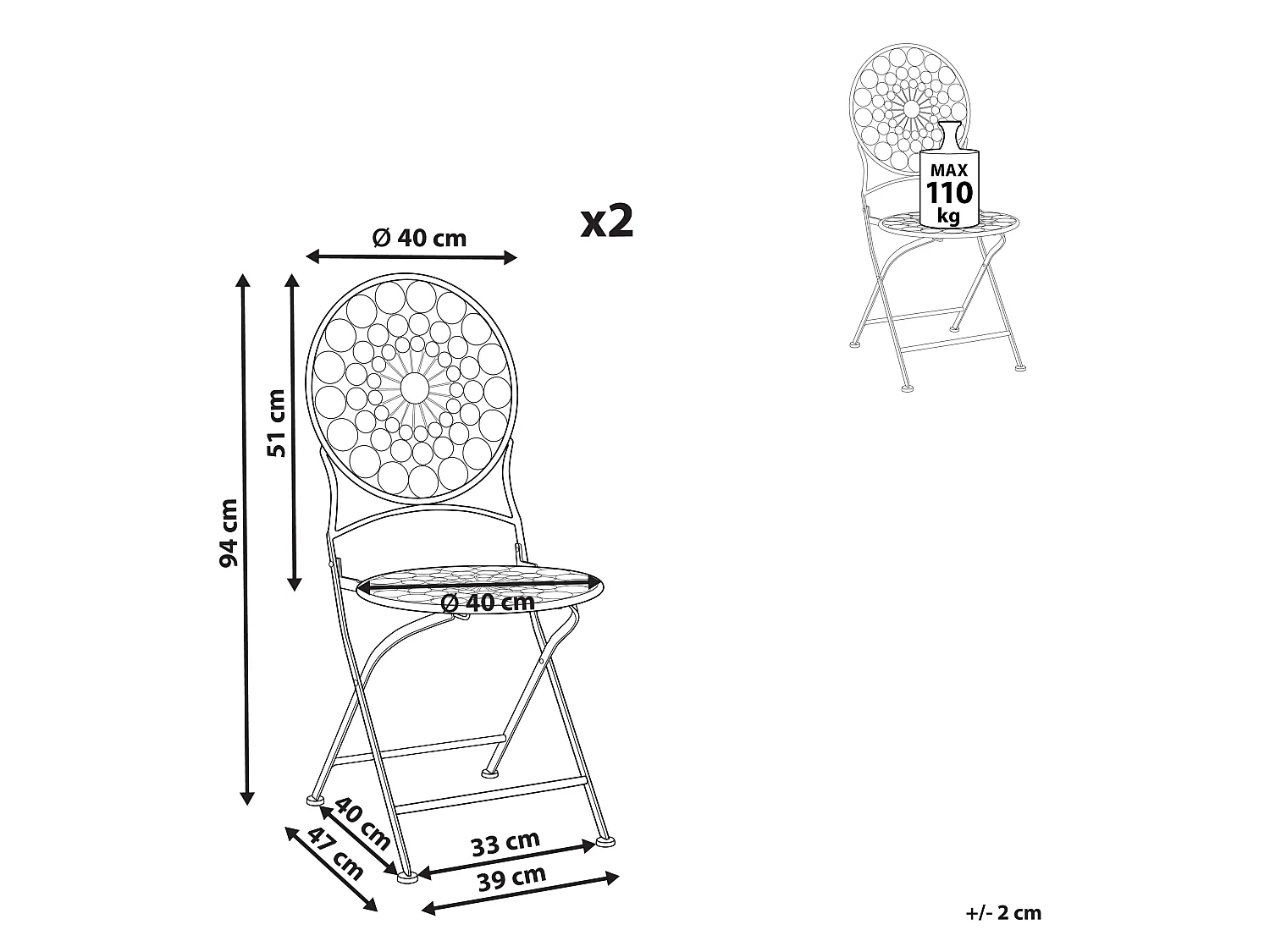 Set van 2 tuinstoelen SCARIO Metaal Rood