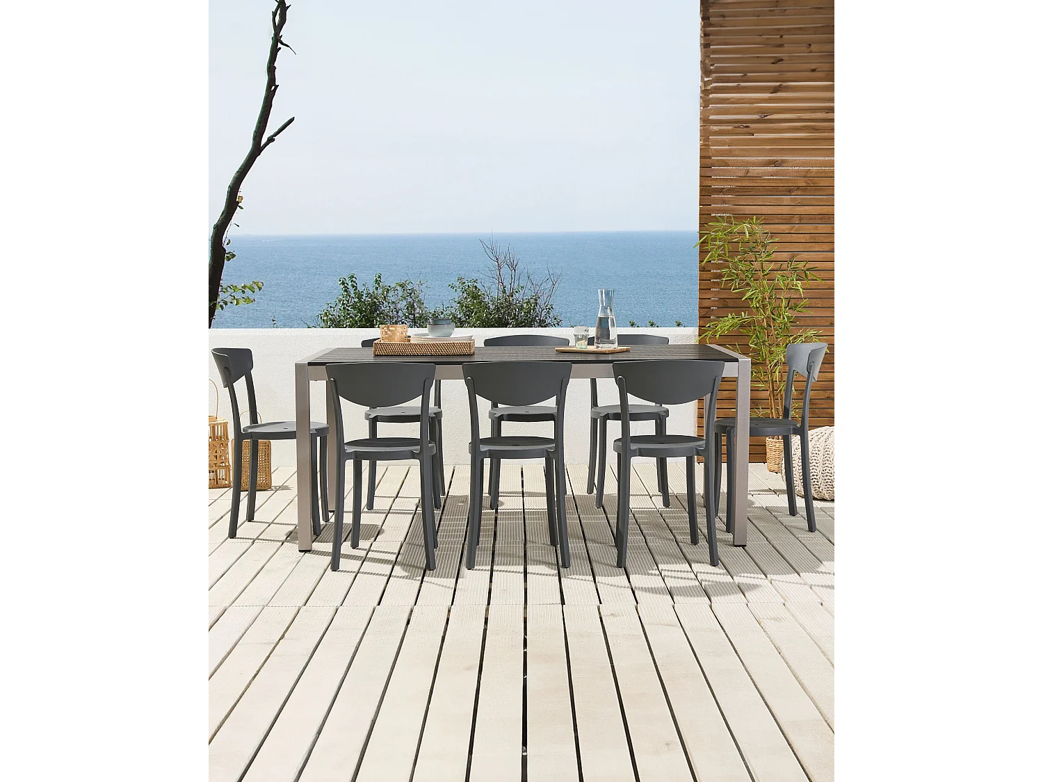 Esszimmerstuhl 8er Set dunkelgrau Kunststoff Modern Innen- & Außenbereich Vieste