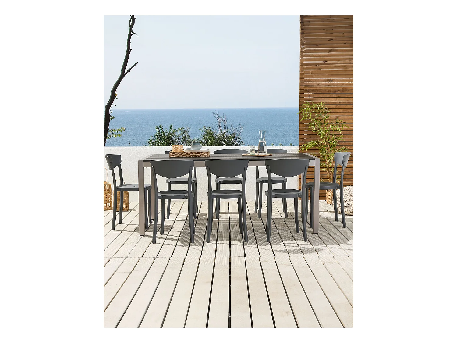Esszimmerstuhl 8er Set dunkelgrau Kunststoff Modern Innen- & Außenbereich Vieste