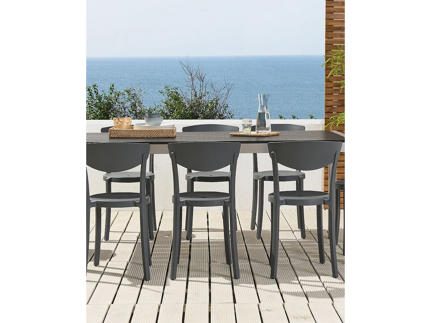 Lot de 8 chaises de salle à manger VIESTE Gris foncé