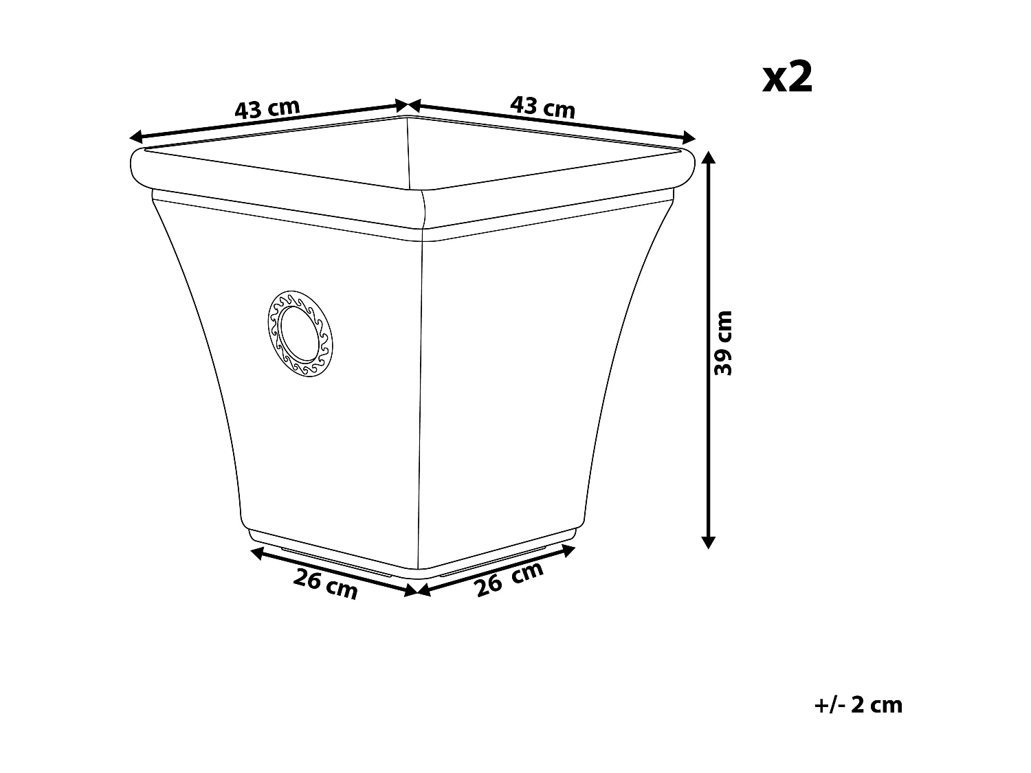 Set van 2 bloempotten ELATEIA Steen 43 cm Wit