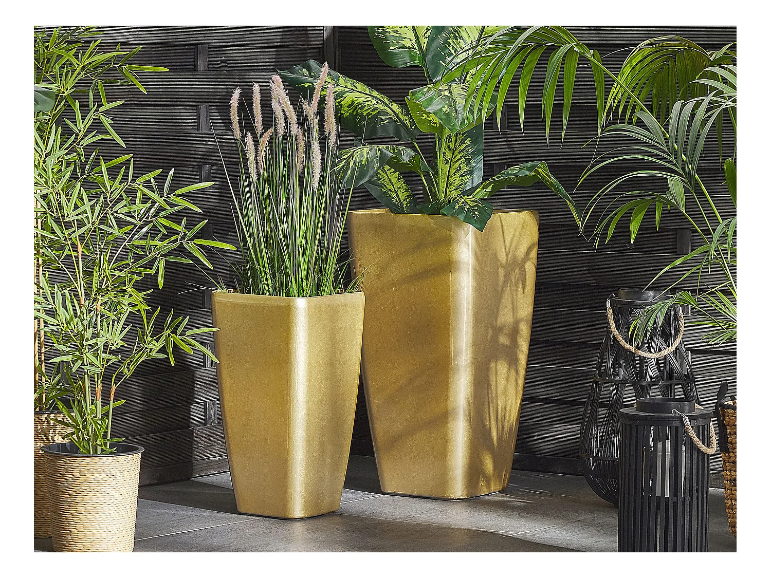 Lot de 2 pots de fleurs MODI 30 cm Doré