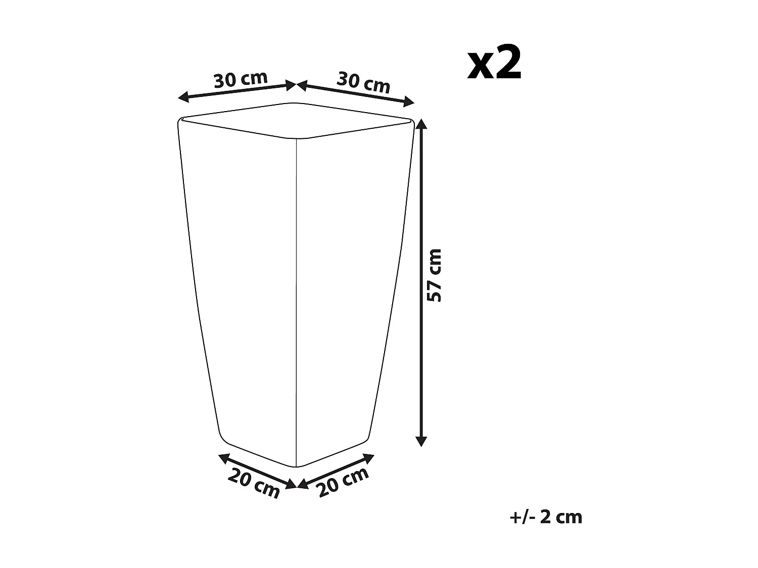 Blumentöpfe 2er Set glänzend gold rechteckig 30 x 30 x 57 cm moderner Look Modi