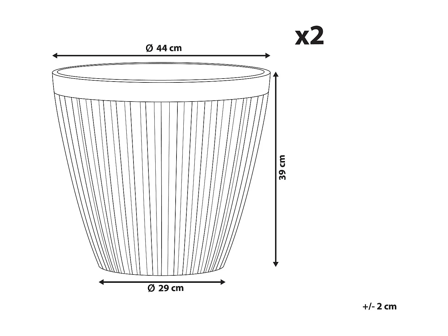 Lot de 2 pots de fleurs POKA 44 cm Taupe
