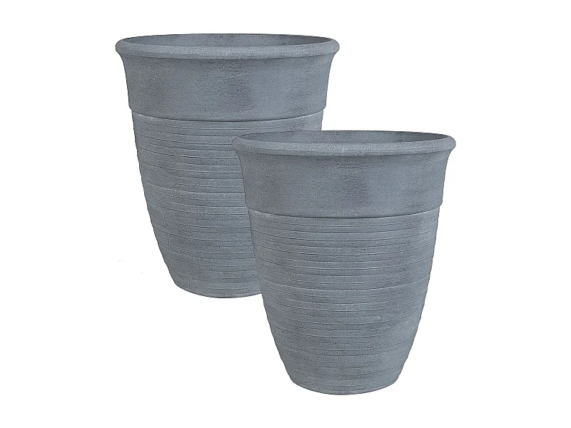 Set di 2 vasi per piante KATALIMA Pietra 50 cm Grigio