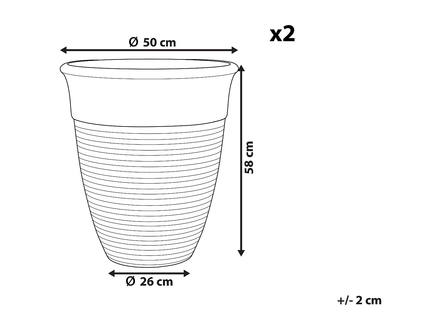 Conjunto de 2 vasos para plantas KATALIMA Pedra 50 cm Castanho