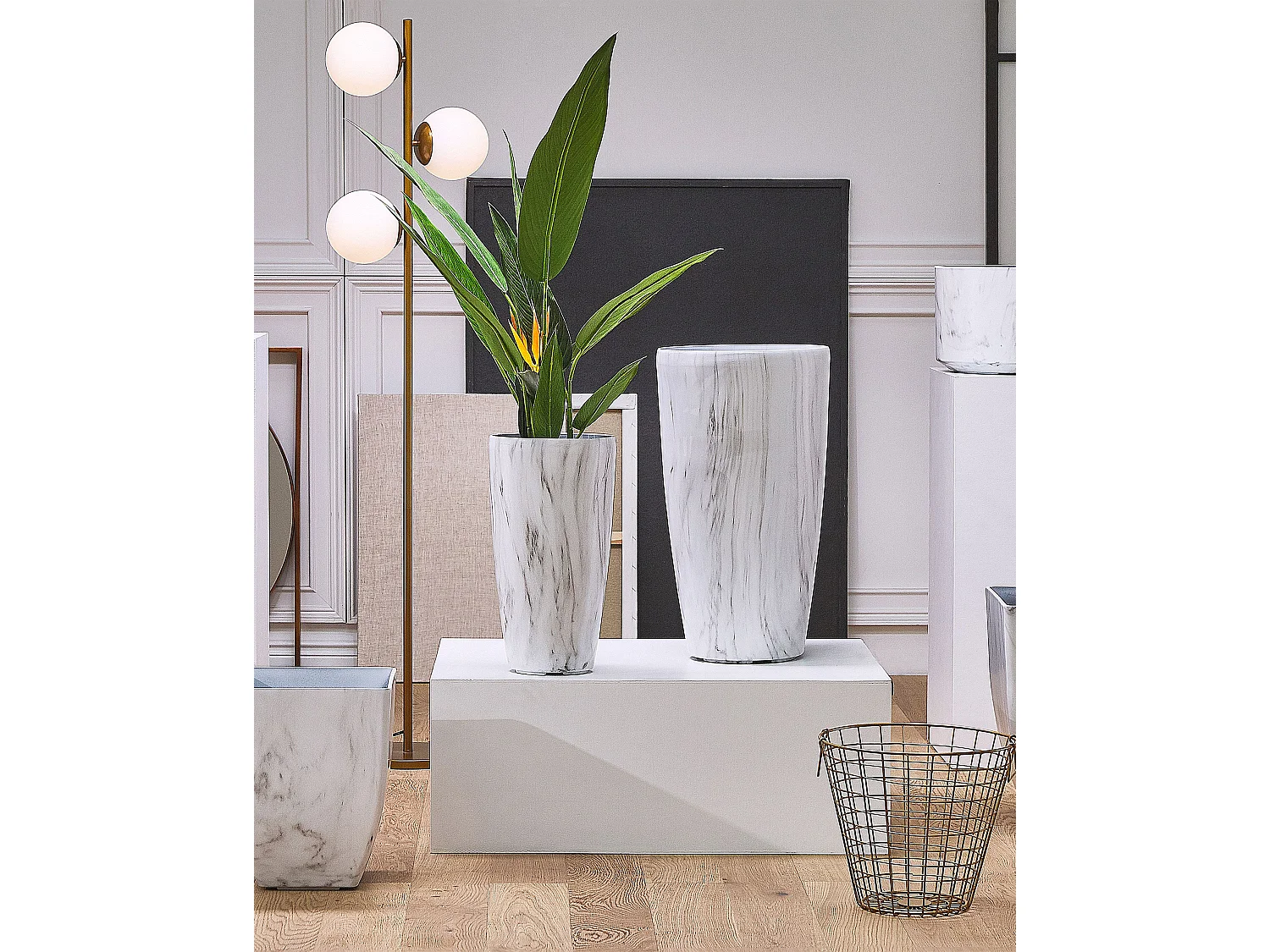 Set di 2 vasi per piante LIMENARI Pietra 32 cm Bianco