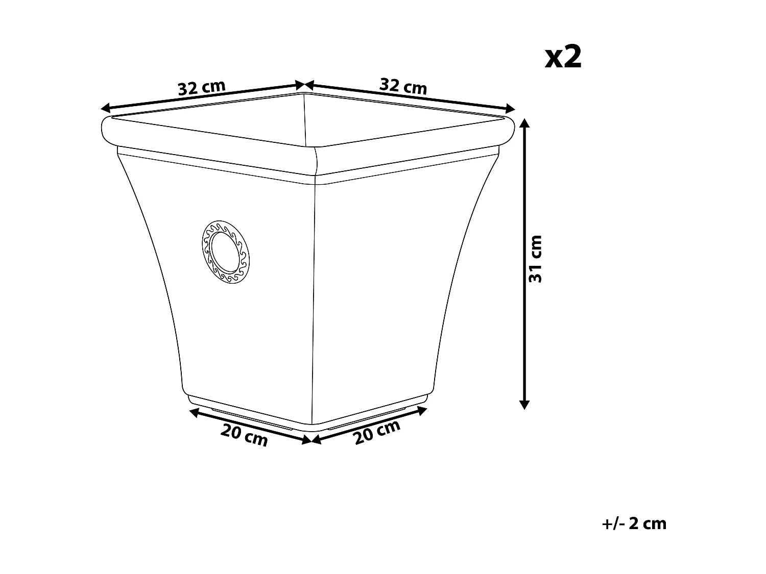 Conjunto de 2 vasos para plantas ELATEIA Pedra 32 cm Branco