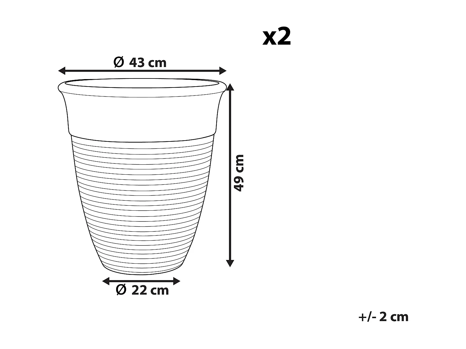 Conjunto de 2 vasos para plantas KATALIMA Pedra 43 cm Cinzento