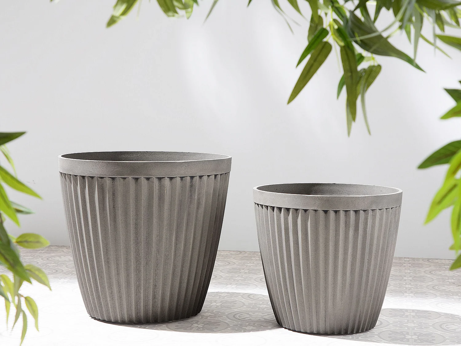 Lot de 2 pots de fleurs POKA 36 cm Taupe